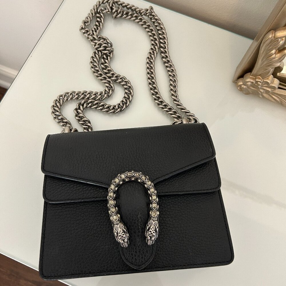 Gucci Black Pebbled Leather Small Dionysus